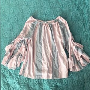 Off the shoulder, quarter sleeved shirt